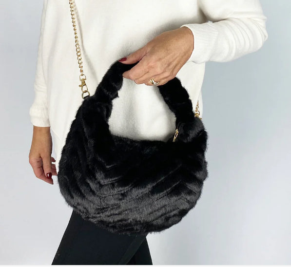 Malissa J Black Fur Bag