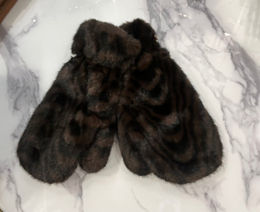 Malissa J Brown Swirl Fur Mittens
