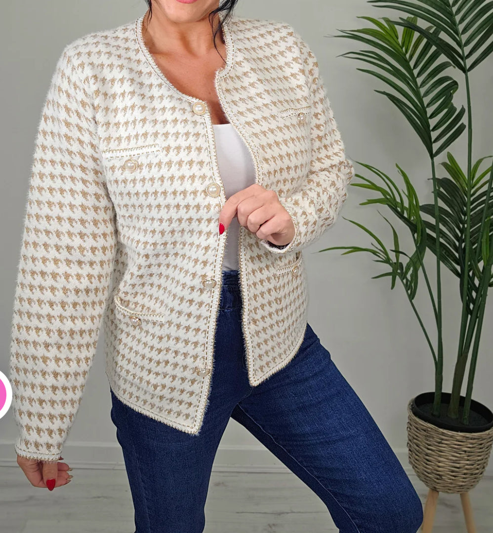 Cream & Gold Dogtooth Jacket