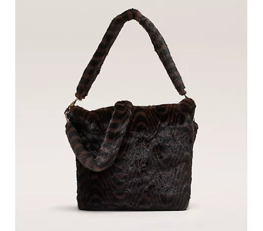 Malissa J Fur Brown Swirl Crossbody Bag