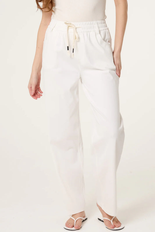White ElasticatedJogger Jeans