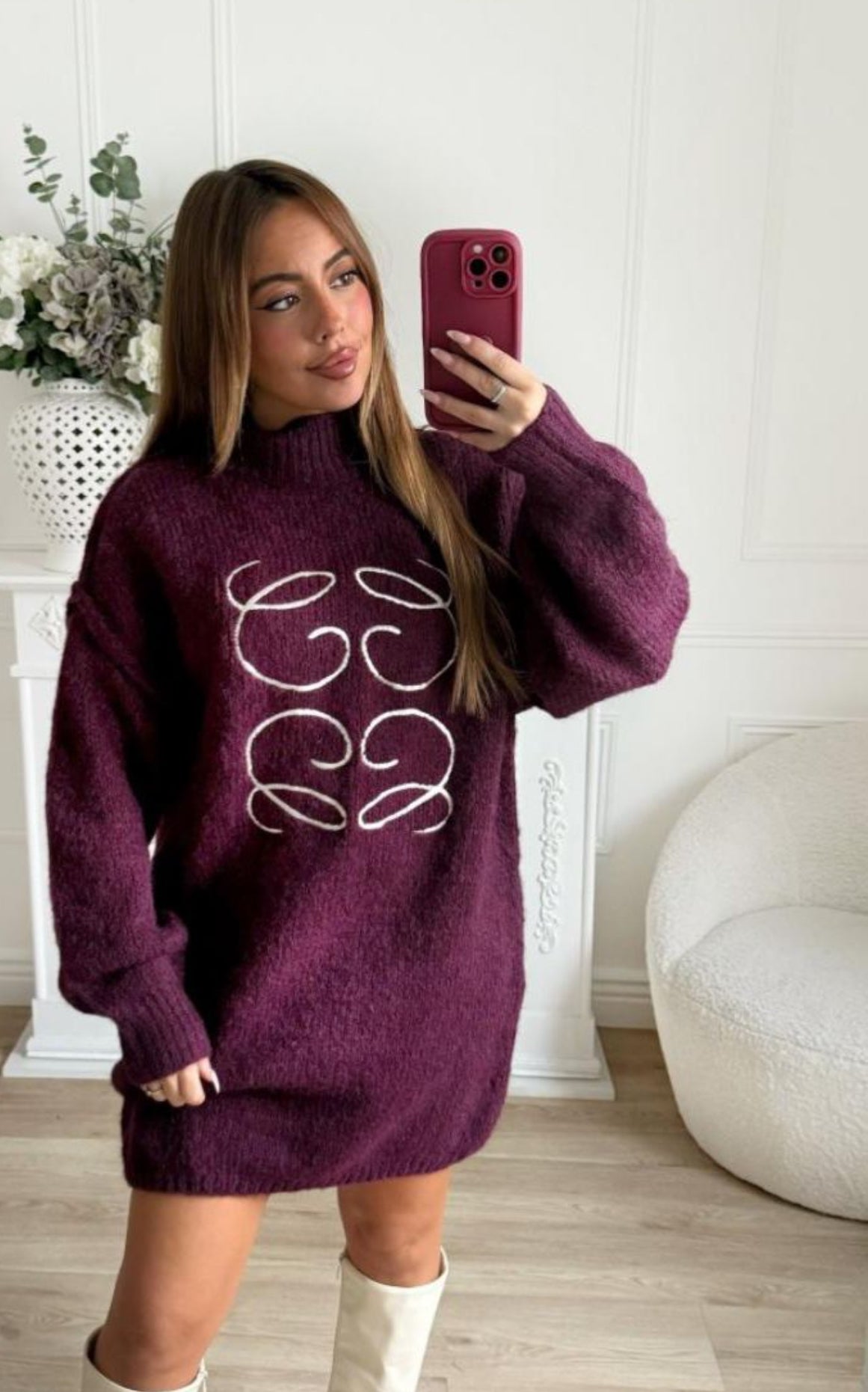 Burgundy Lois Jumper Dress