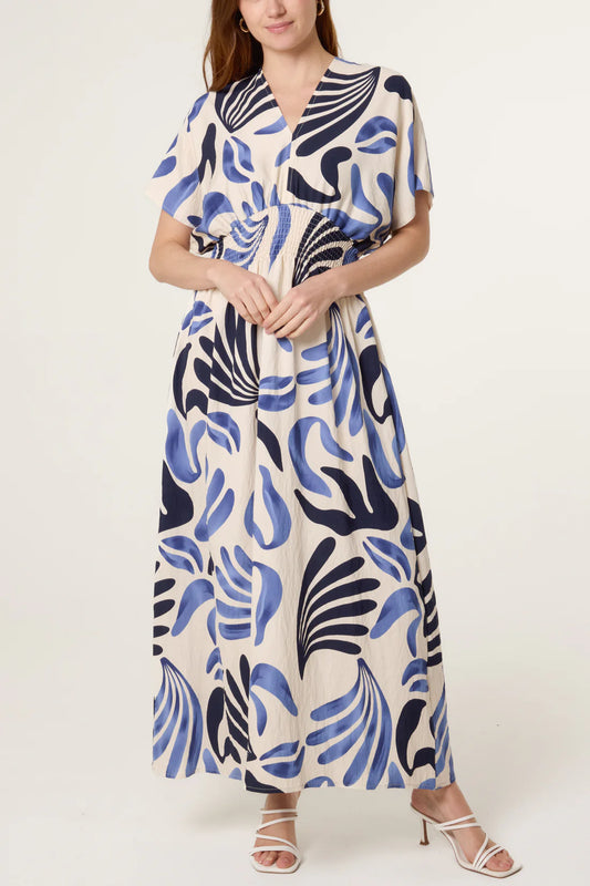 Blue Swirl Print Dress