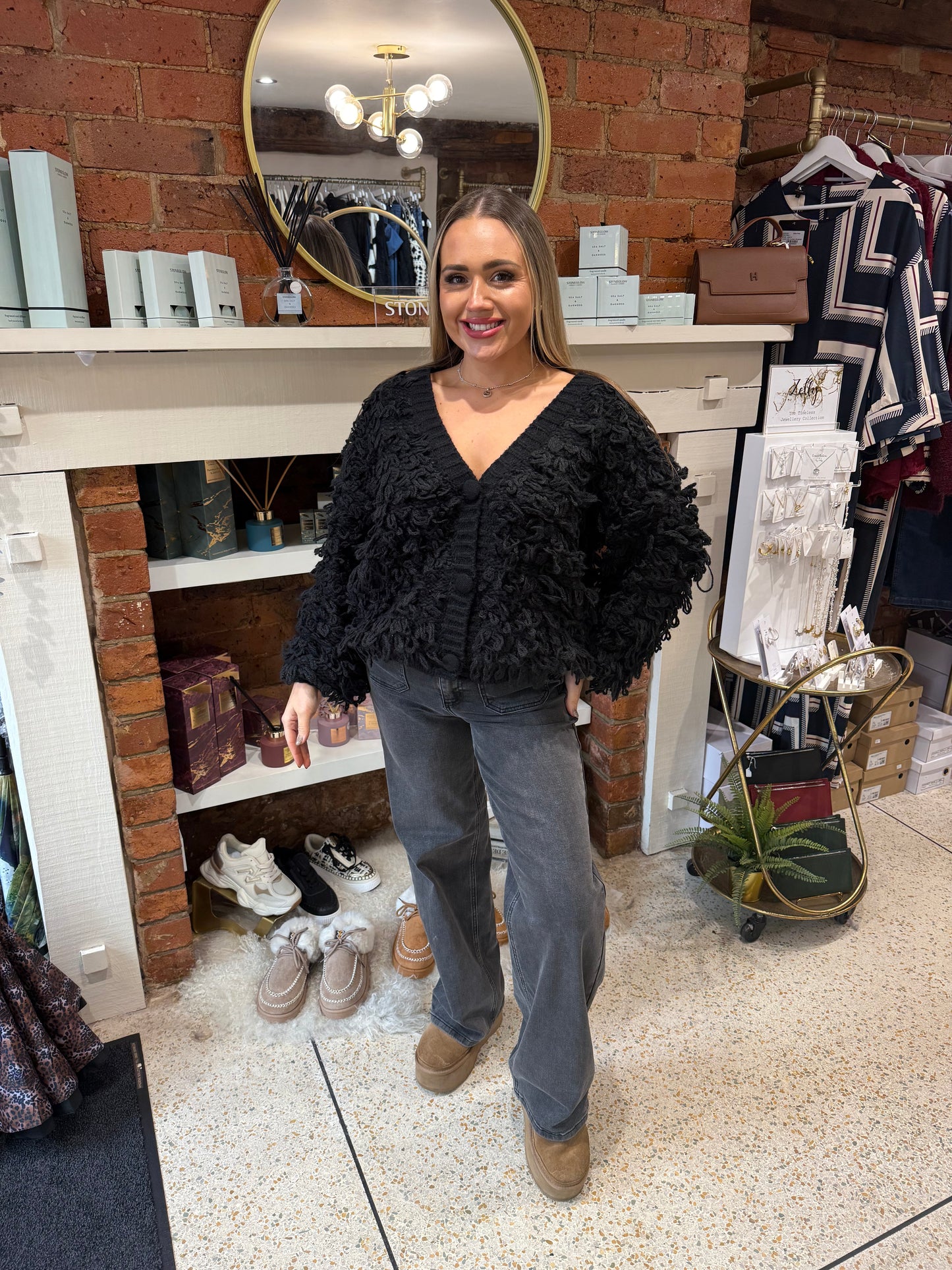 Malissa J Black Shaggy Cardigan