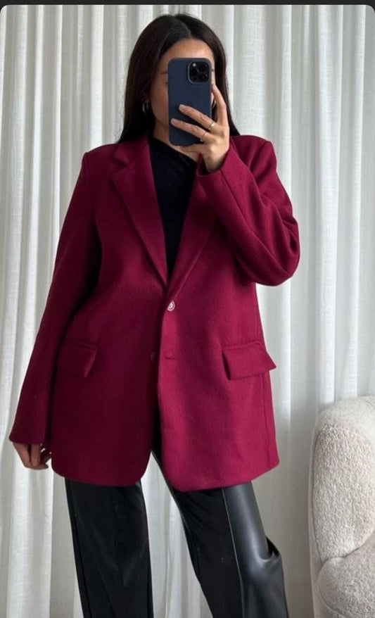 Burgundy Blazer Jacket