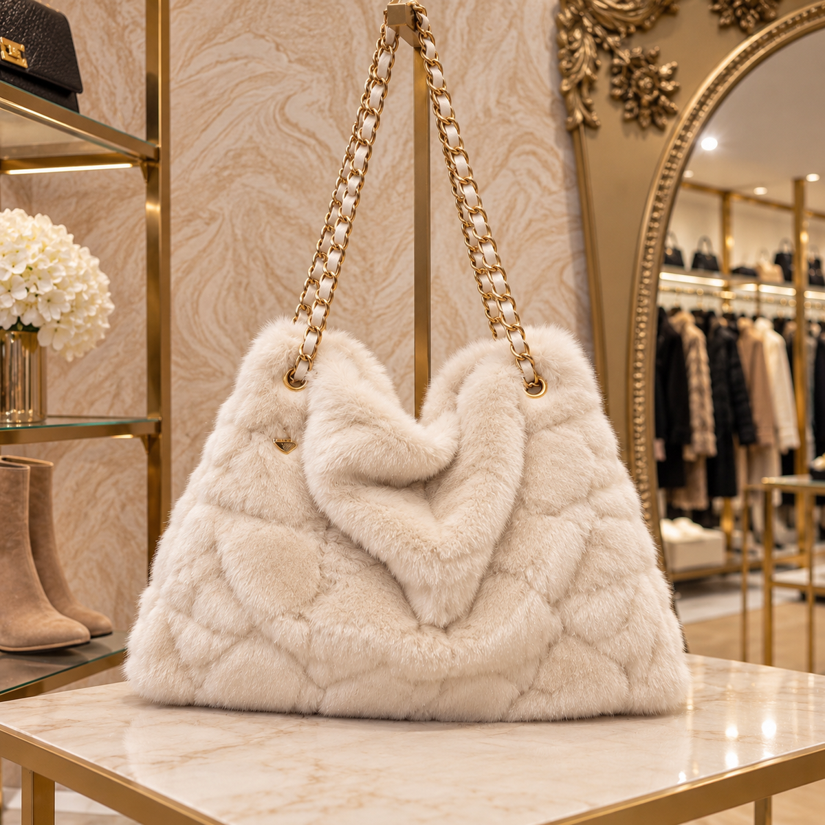 Malissa J Stone Fur Chain Bag