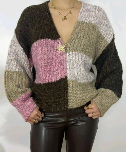 Pink & Choc Square Cardigan