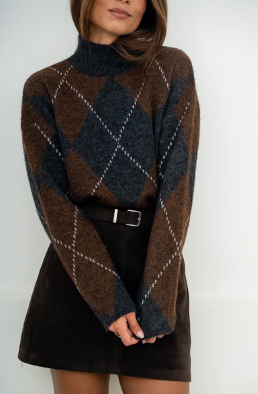 Brown Argyle Jumper