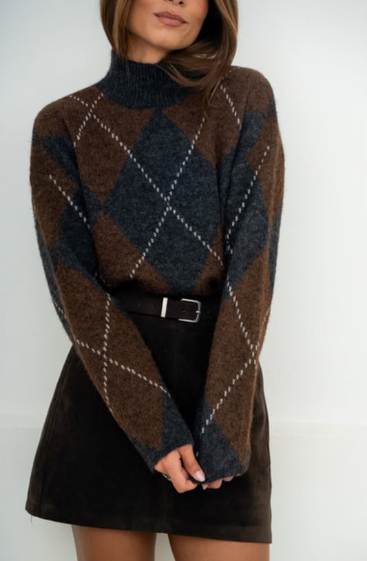 Brown Argyle Jumper