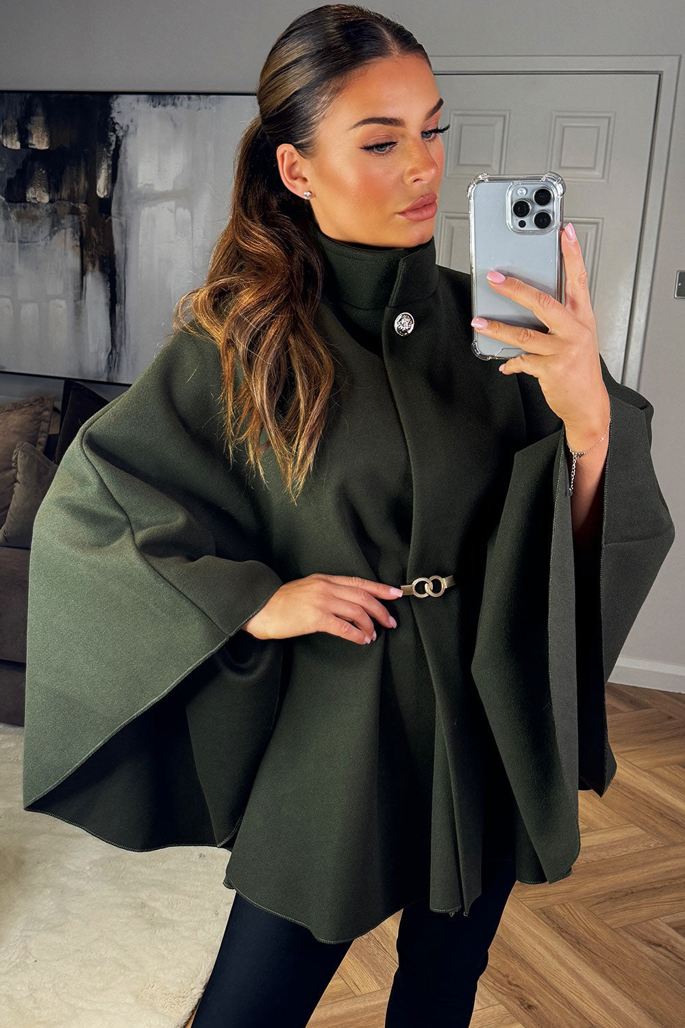 Khaki Belted Cape