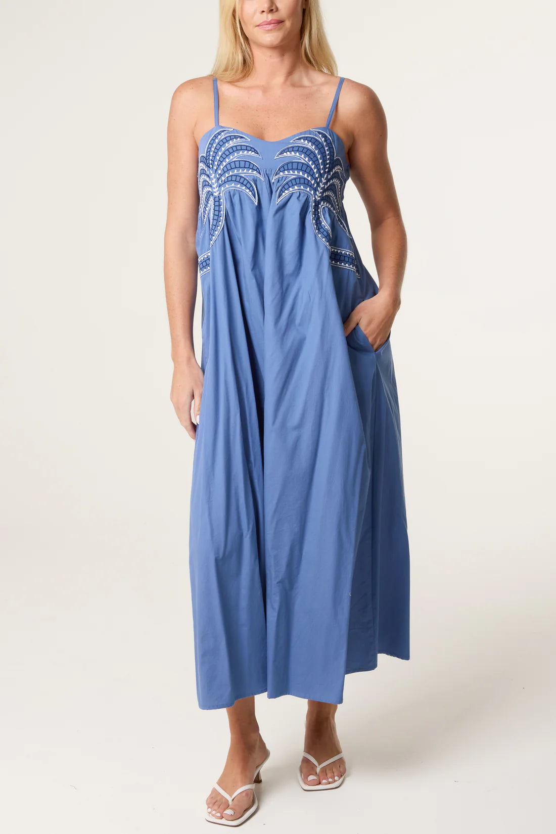 Denim Blue Palm Tree Dress