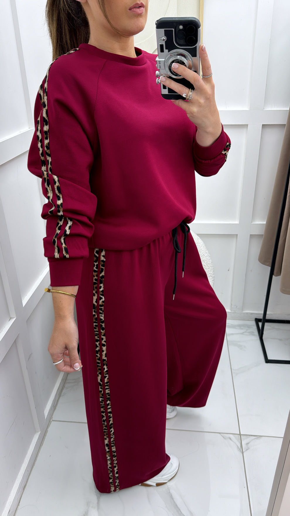 Burgundy Stripe Leopard Co-Ord