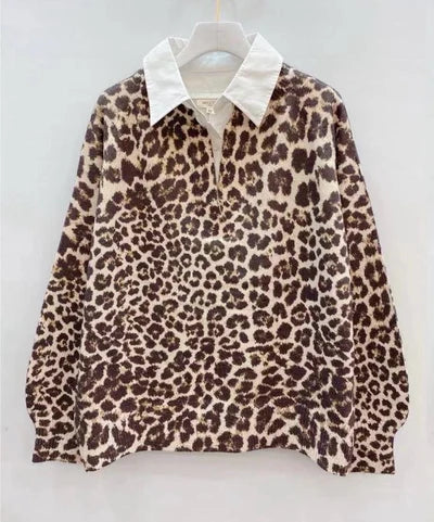 Leopard Print Collared Jumper