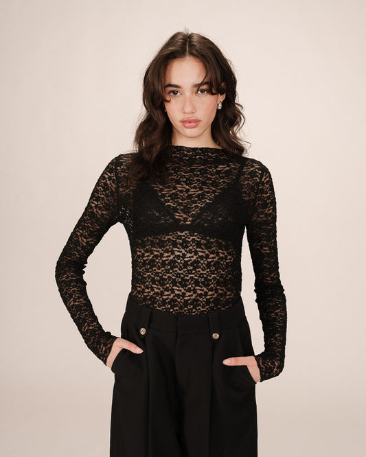 Grace & Mila Noir Shady Lace Top