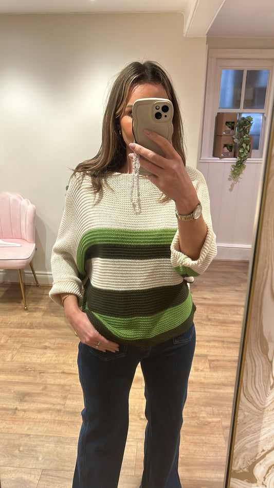 Green Stripe Knit Jumper