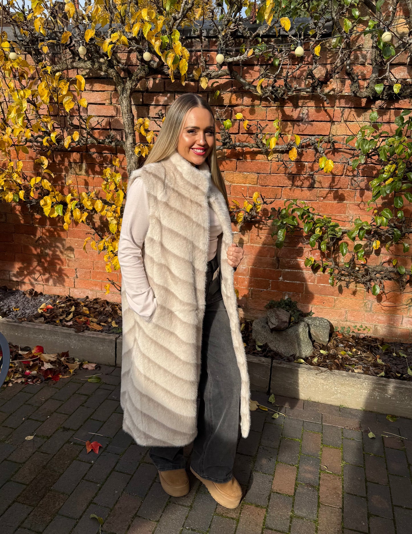 Malissa J Faux Fur Long Luxe Gilet