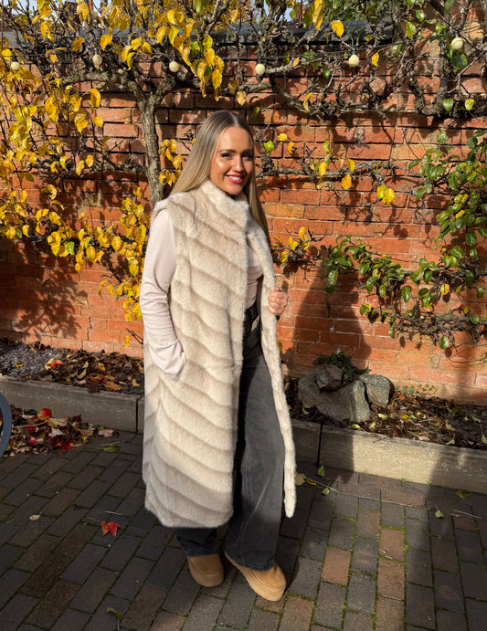 Malissa J Faux Fur Long Luxe Gilet