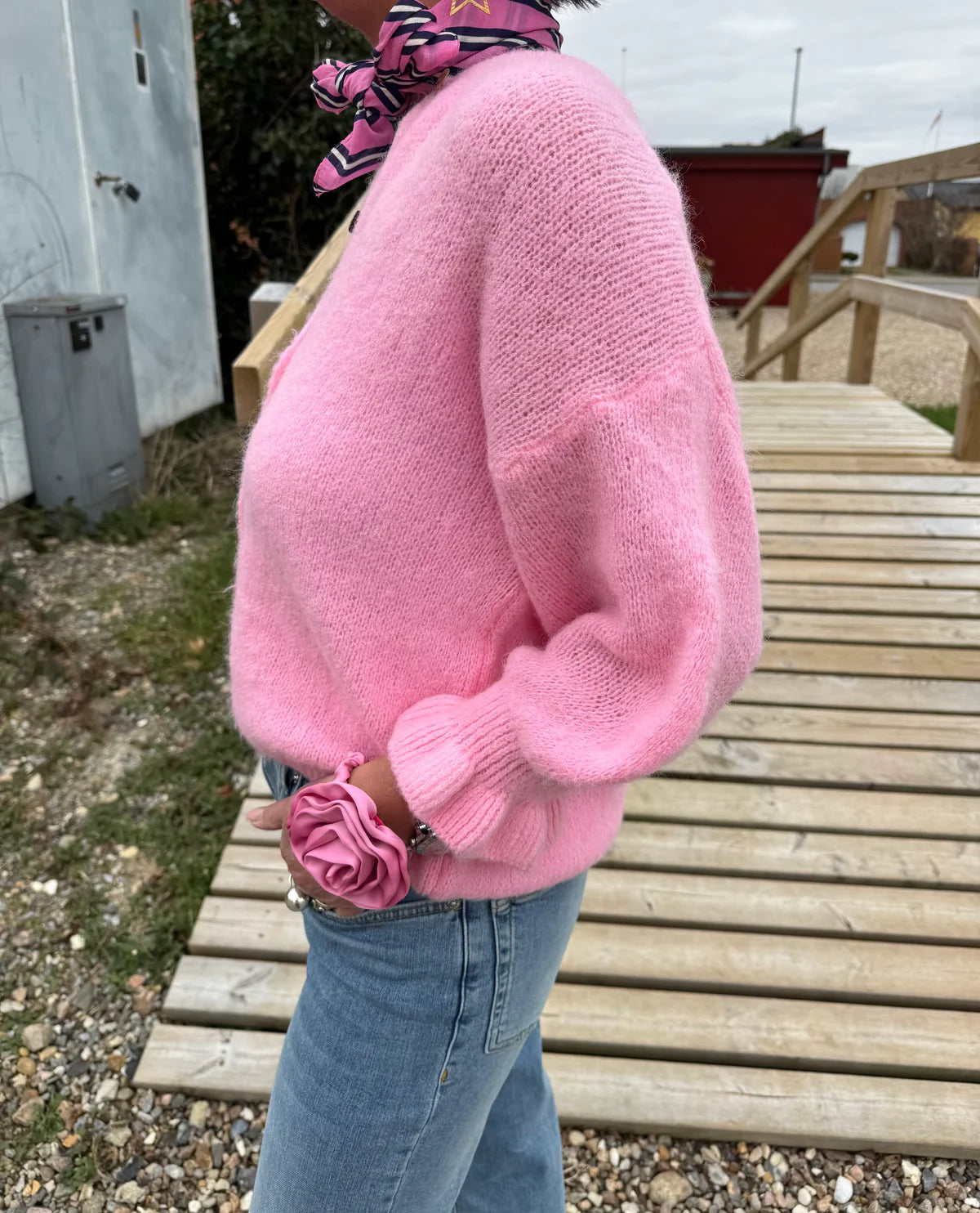 Bubblegum Pink Ruffle Sleeve Cardigan