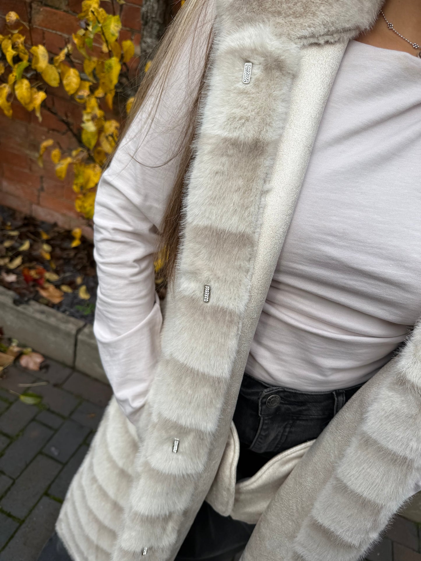 Malissa J Faux Fur Long Luxe Gilet