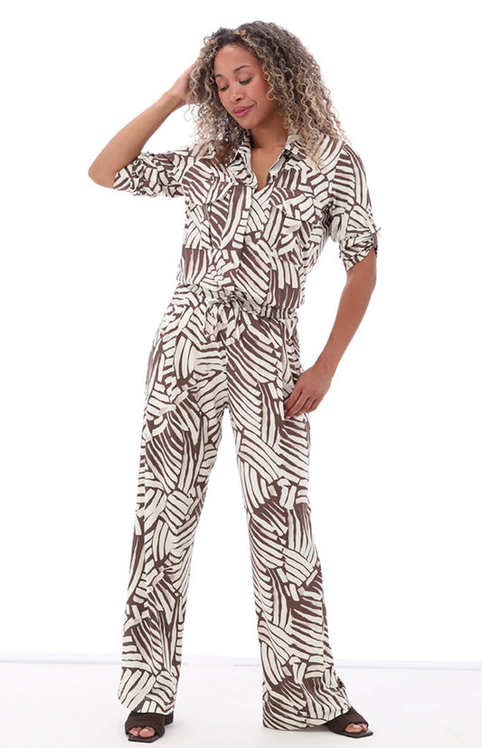 K Design Brown Print JumpsuitC204