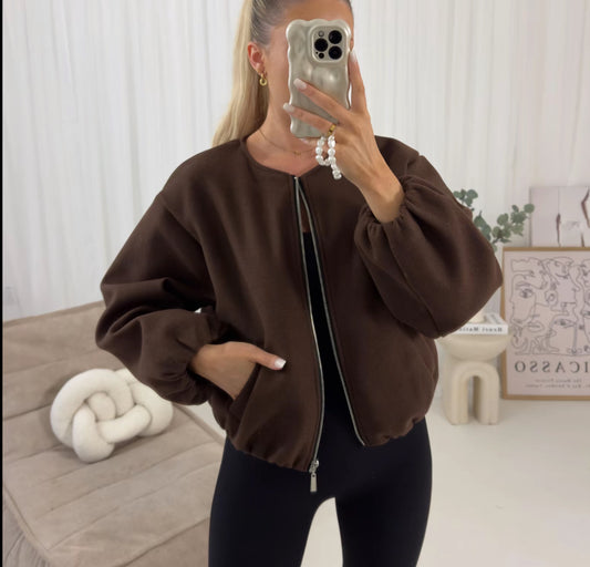 Zara Chocolate Bomber Jacket