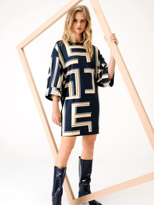 K Design B330 Navy & Wine Dress