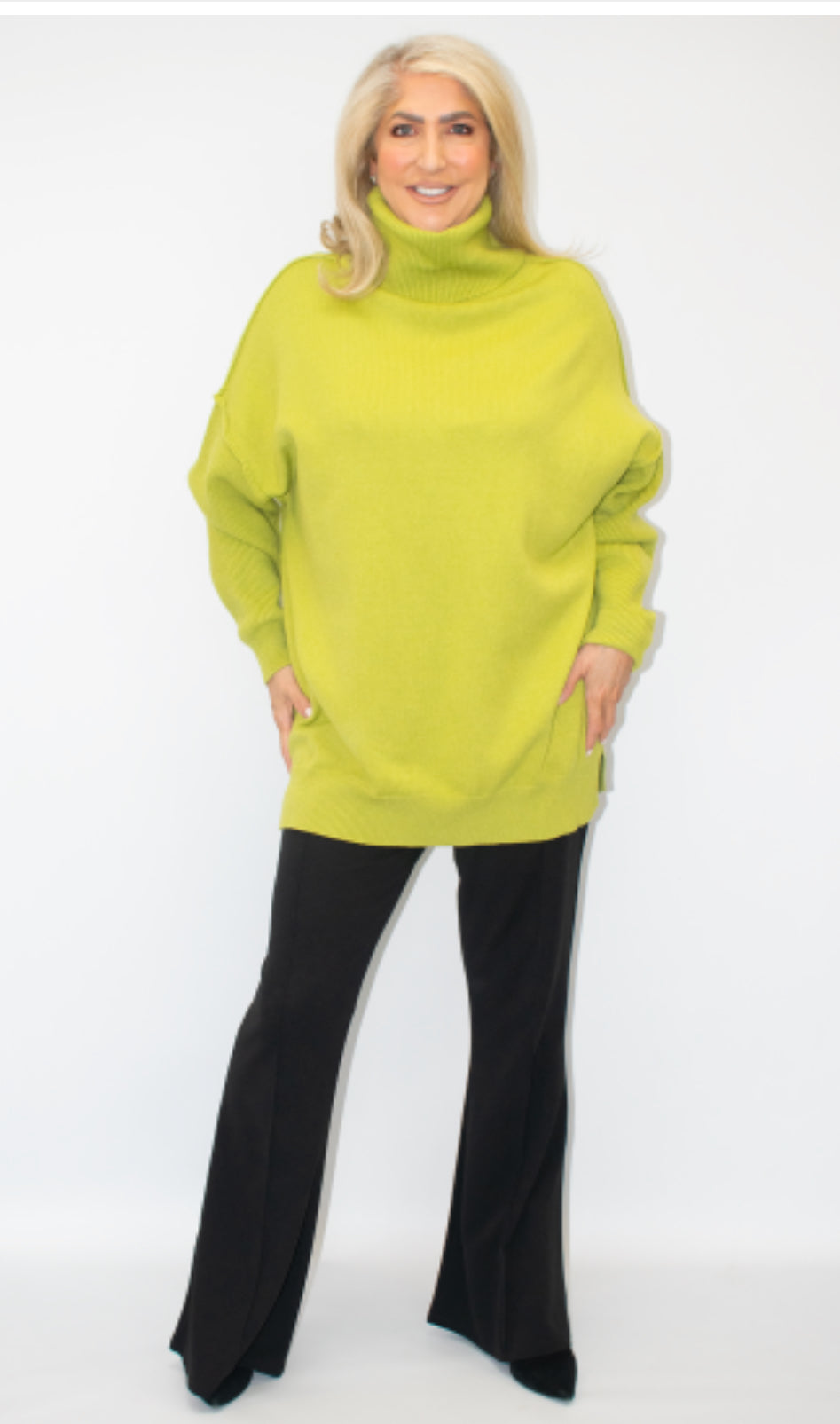 Malissa J Lime Roll Neck Jumper