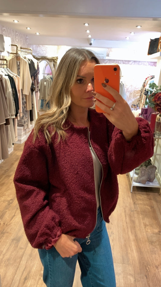 Wine Bomber Jacket