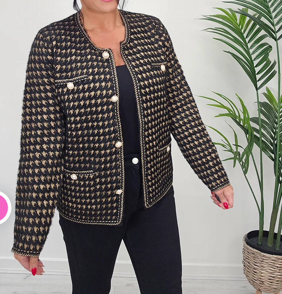 Black & Gold Dogtooth Jacket