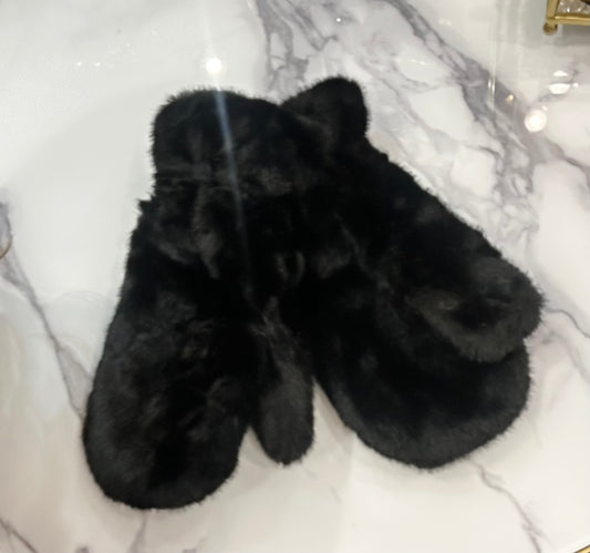 Malissa J Black Fur Mittens