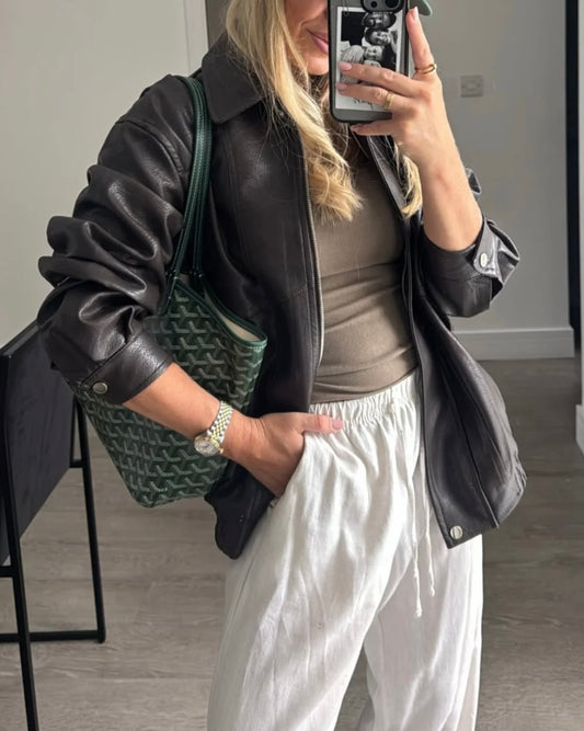 Chocolate Faux Leather Jacket