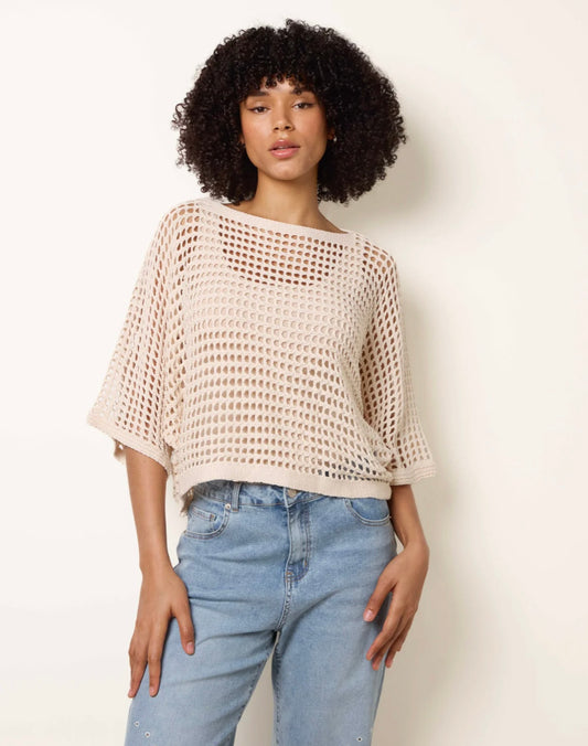 Stone Brown Crochet Top