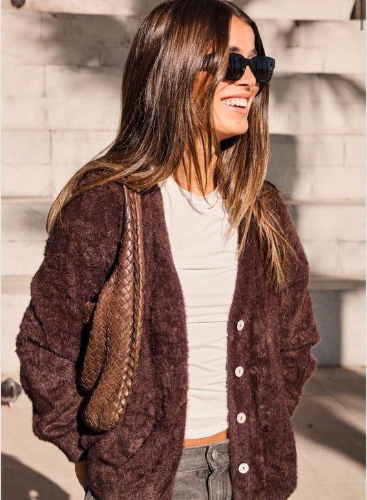 Ichi Ihbrula Coffee Bean Cardigan