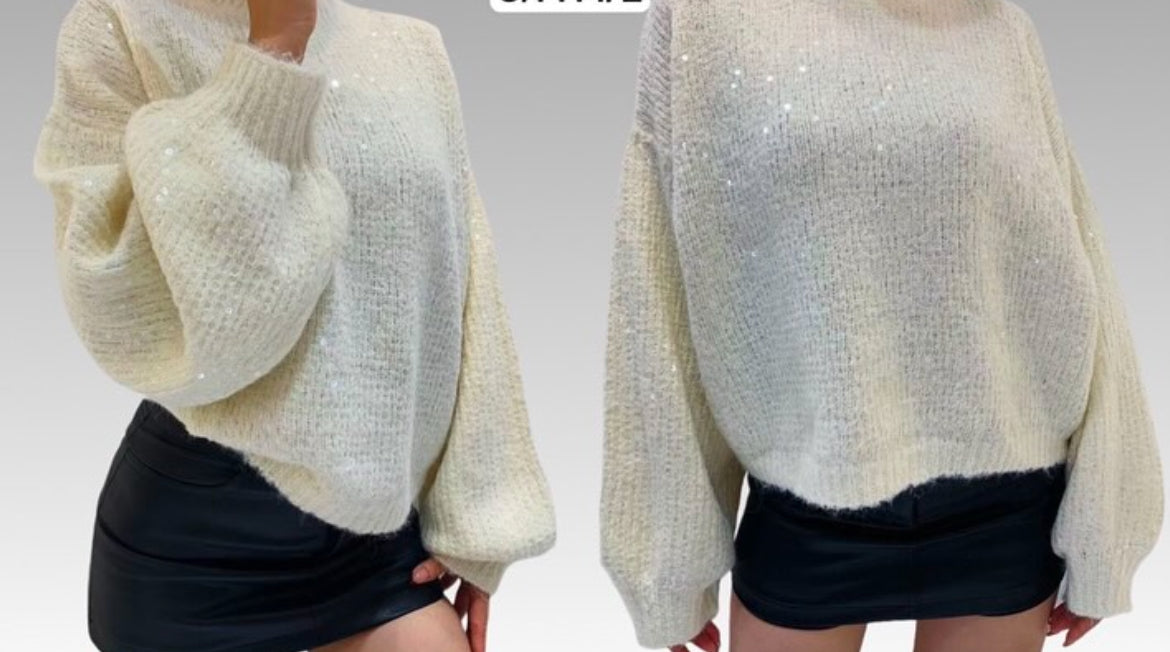 Cream Sequin Jumper