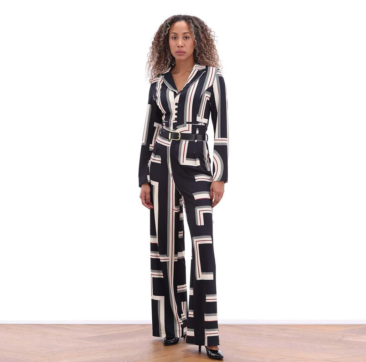 K Design B331 Navy & Wine Jumpsuit