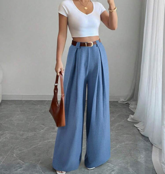 Blue Denim Palazzo Trousers