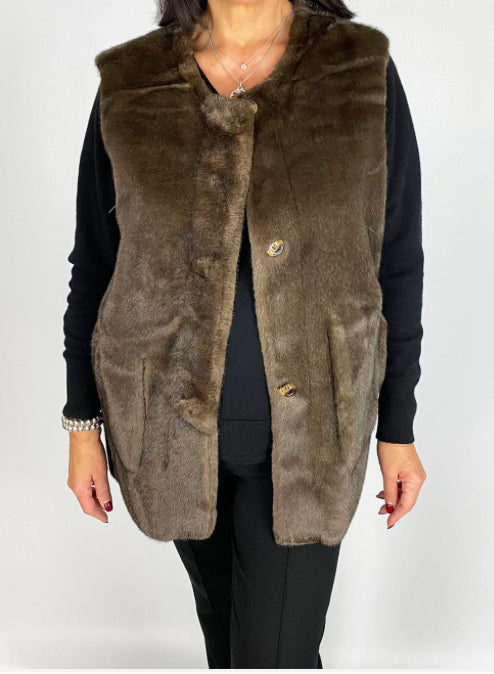 Malissa J Reversible Suede/Fur Gilet