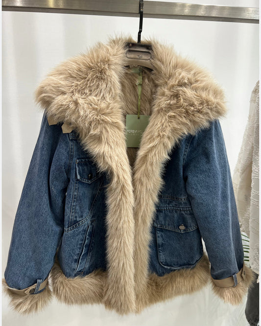 Reversible Denim Fur Jacket
