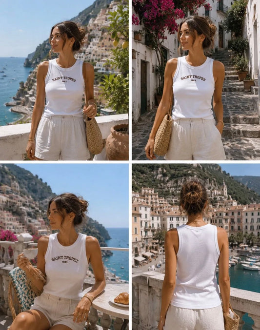 St Tropez White Vest