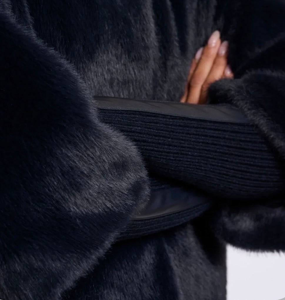 Rino & Pelle Nesrin Faux Fur Jacket Navy