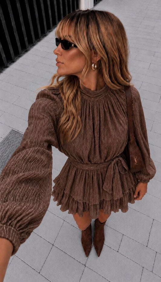 Brown Ruffle Dress