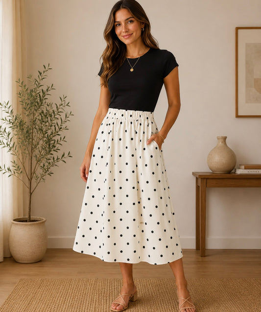 White Polka Dot Skirt