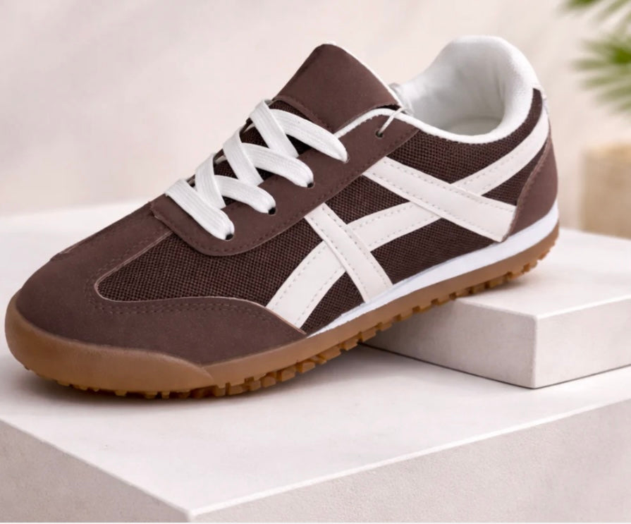 Brown Faux Suede Trainers