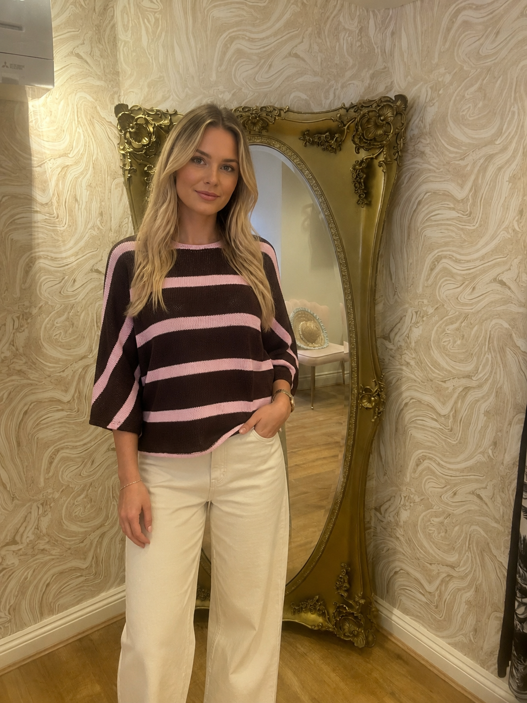 Brown & Pink Stripe Knit