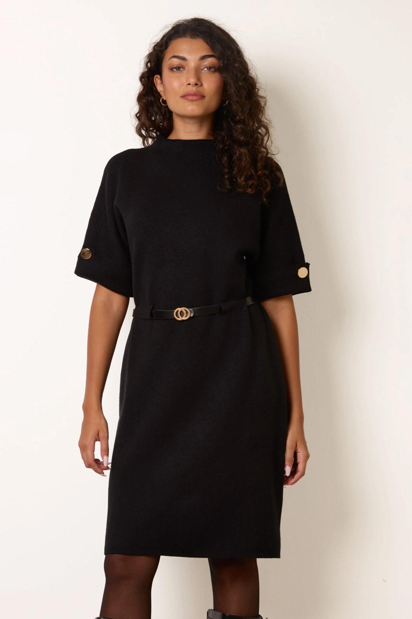 Black Belted Jumper Dress