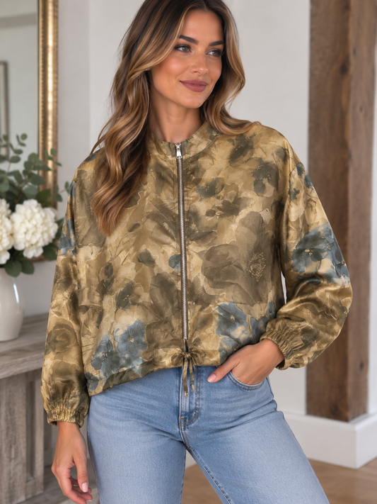 Brown Floral Print Jacket