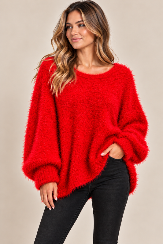 Red Anouk Fluffy Knit