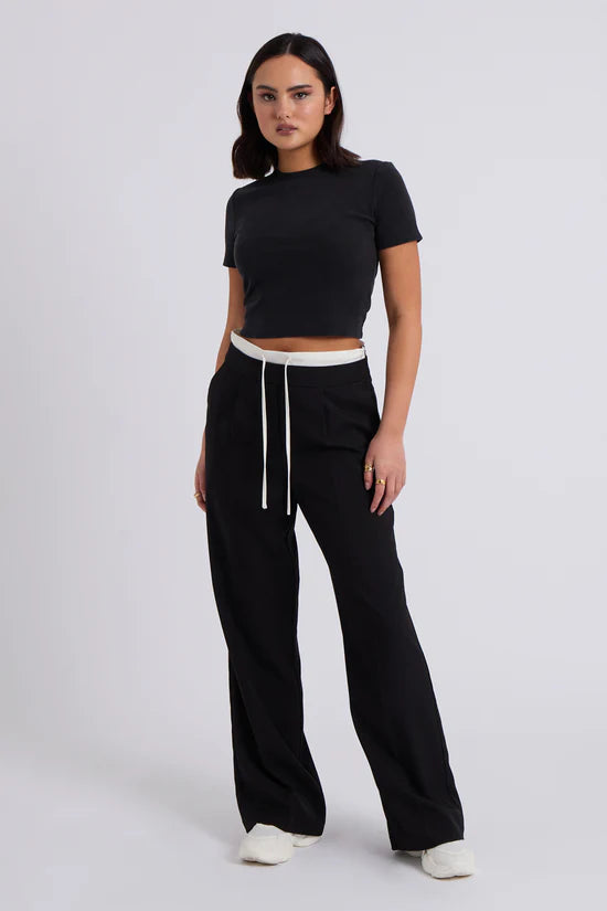 Black Double Waistband Trousers