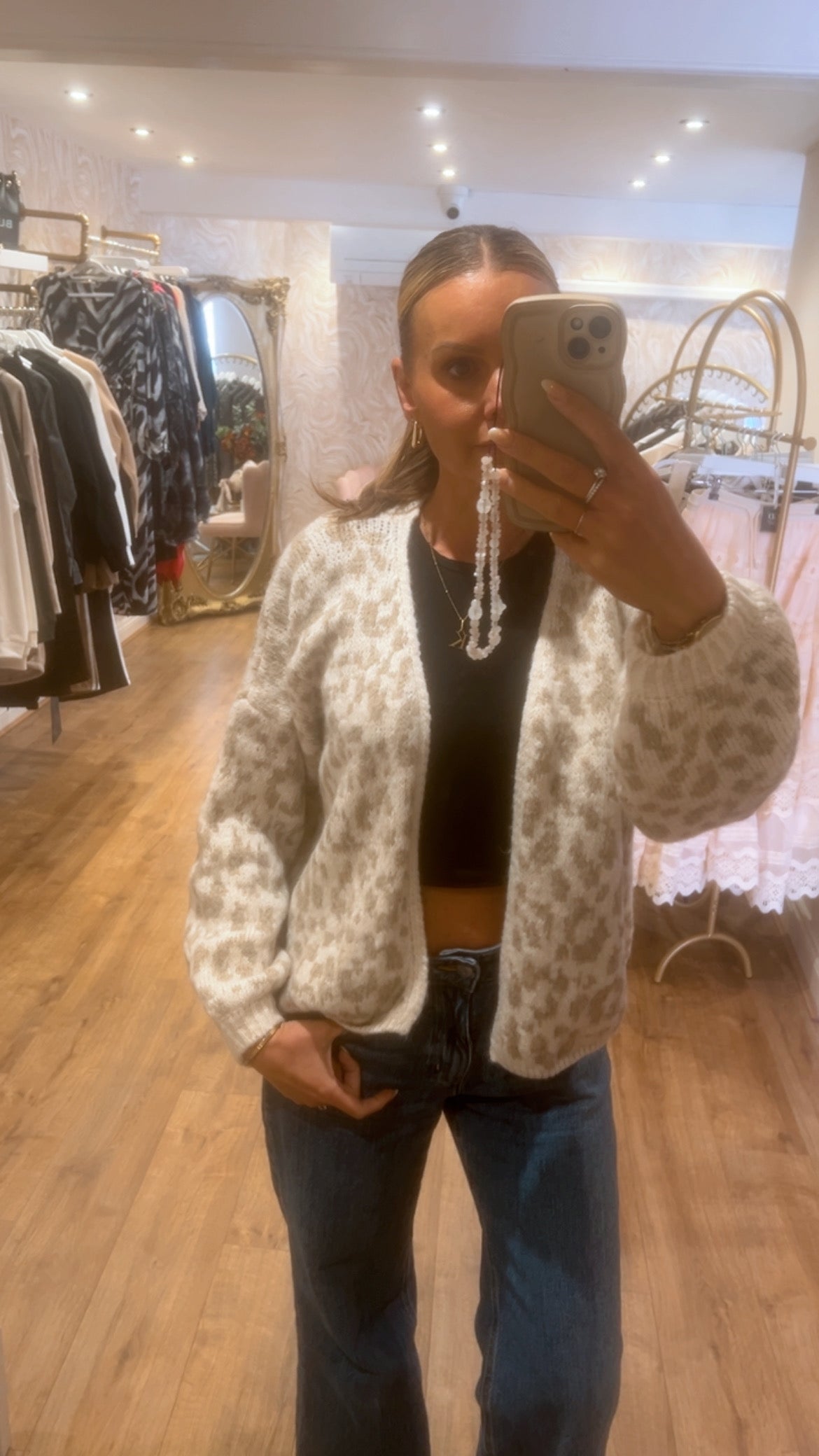 Cream Leopard Print Cardi