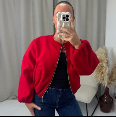 Zara Red Bomber Jacket